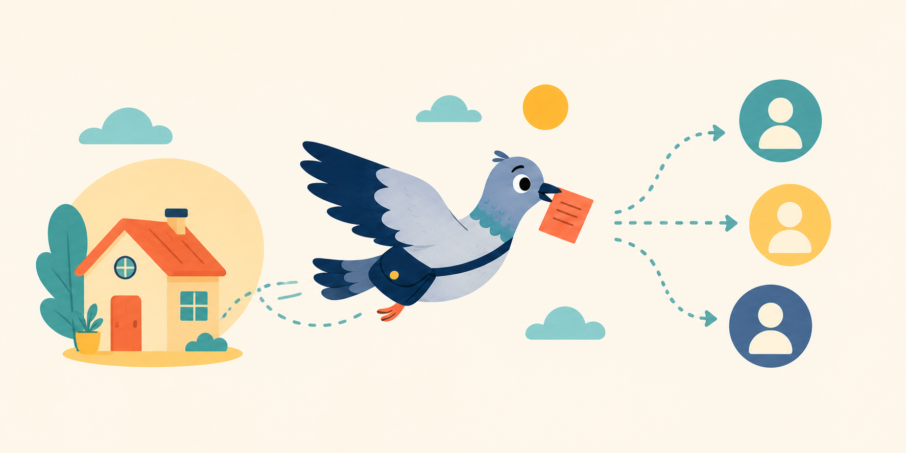 Tell Pigeon carrying a family note